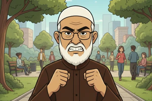 Uncle Ji looking stern, wagging a finger